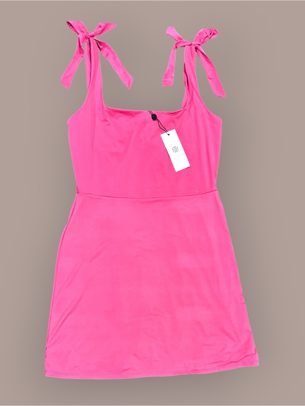 Socialite Coral Tie-Shoulder Pink Stretchy Lightweight Dress Medium NWT - Picture 3 of 6